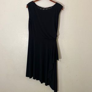 London Times Asymmetrical Black Dress